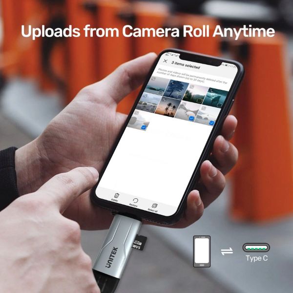 Picture of 2-in-1 SD 3.0 Card Reader. Dual USB-A & USB-C Connectors. 5Gbps Fast Trasfer Speed