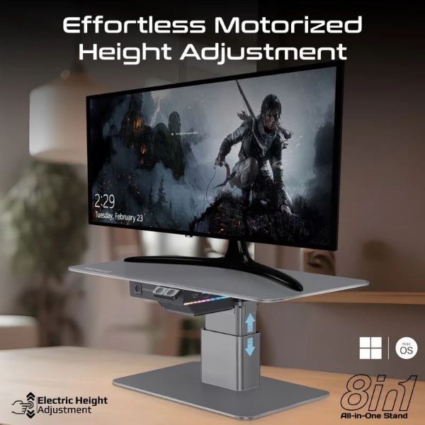 Picture of PROMATE Motorized Ergonomic Monitor& Laptop Stand with Built-in USB-Hub Electric Heig