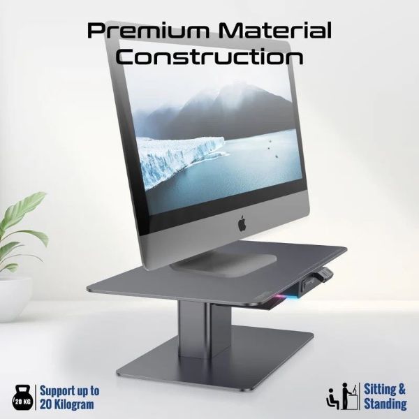 Picture of PROMATE Motorized Ergonomic Monitor& Laptop Stand with Built-in USB-Hub Electric Heig