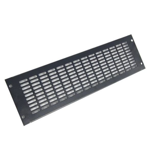 Picture of 3RU Vented Blanking Panel. Black Includes 4x Cage Nuts