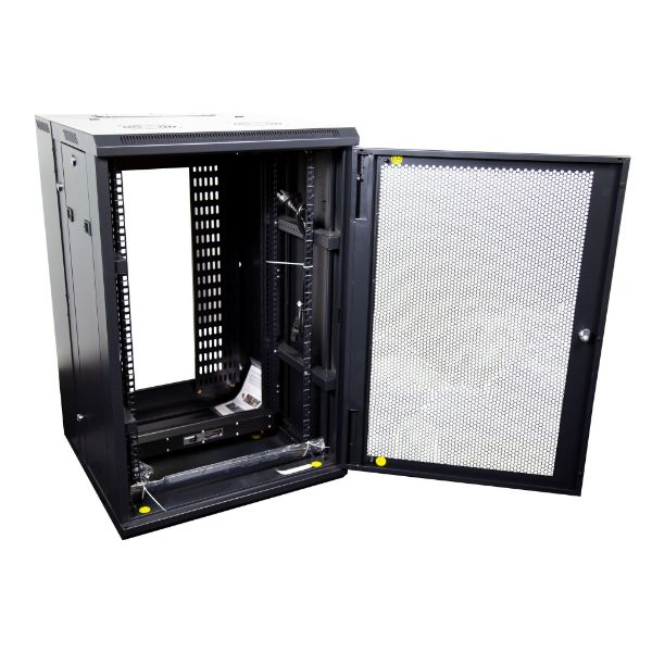 Picture of 18RU 600mm Deep Univer Swing Wall Mount Cabinet 200mm Removable Backmount. Supplied