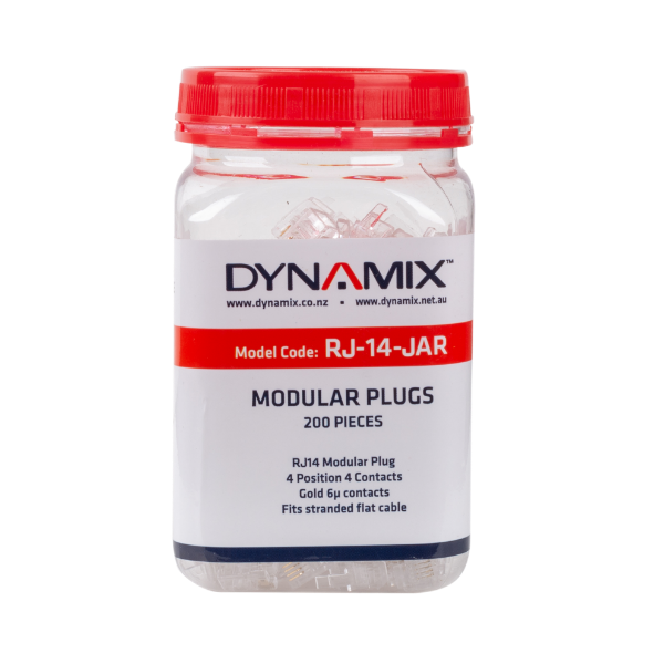 Picture of RJ14 Plug 200pc Jar 4P4C Modular Plug 6 micron