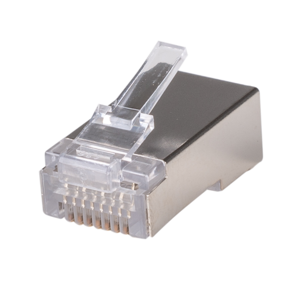 Picture of Cat6A RJ45 20pc Bag 8P8C Modular Plug 50 Micron w/ Insert Stranded Shielded Round