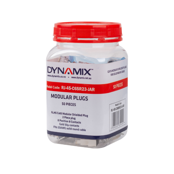 Picture of RJ45 Cat6/6A/7 23AWG Solid Shielded Round Modular Plug 50pc Jar