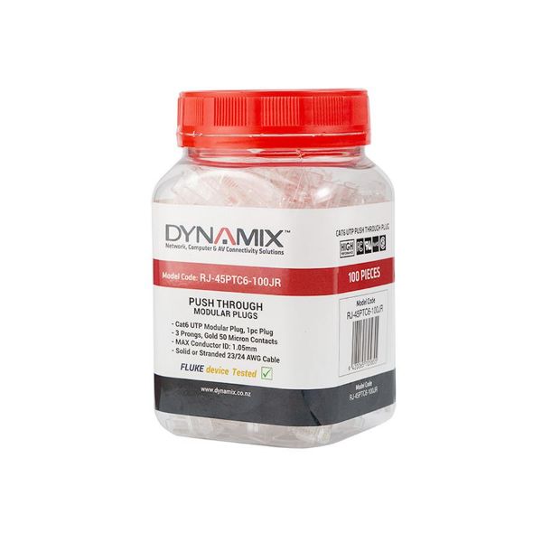 Picture of Cat6 UTP Push Through Plug 100pc Jar for Solid/Stranded Cable Conductor size : 1.05mm