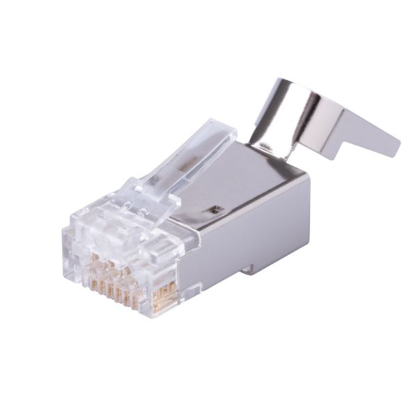 Picture of Cat6/6A STP External Ground Push Trough Plug 20pc Pack 2pc with Insert Solid/Stranded