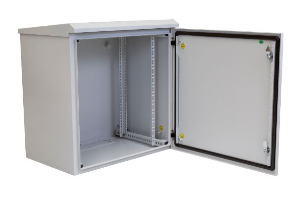 Picture of 12RU Outdoor Wall Mount Cabinet 611x625x640mm (WxDxH). IP65 Rated Lockable Front Door