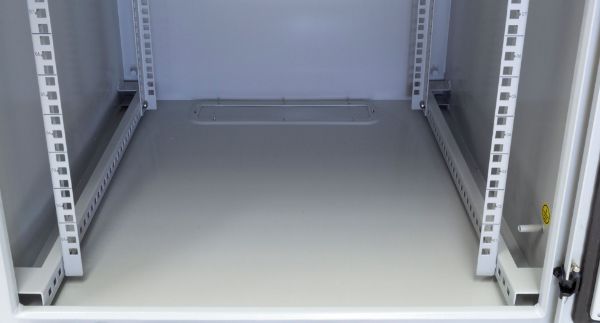 Picture of 6RU Outdoor Wall Mount Cabinet External Dims 611x425x390. IP65 Rated Lockable Front Door