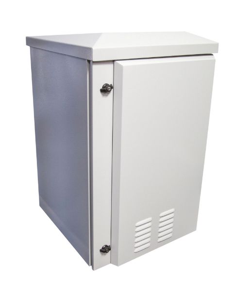 Picture of 9RU Vented Outdoor Wall Mount Cabinet. (611x675x560mm). IP45 rated Lockable Door