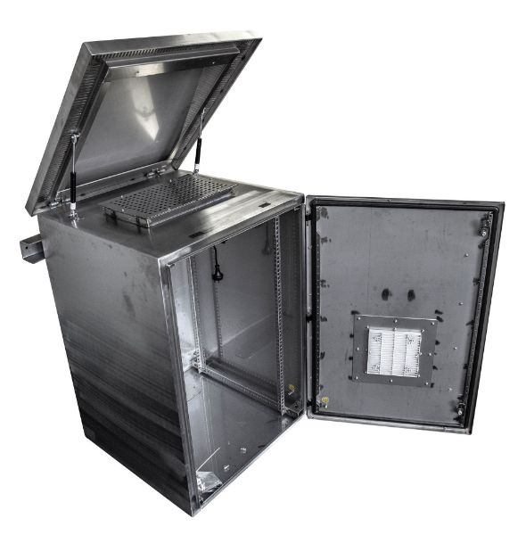 Picture of 12RU Stainless Vented Outdoor Wall Mount Cabinet (611x625x640mm). Stainless