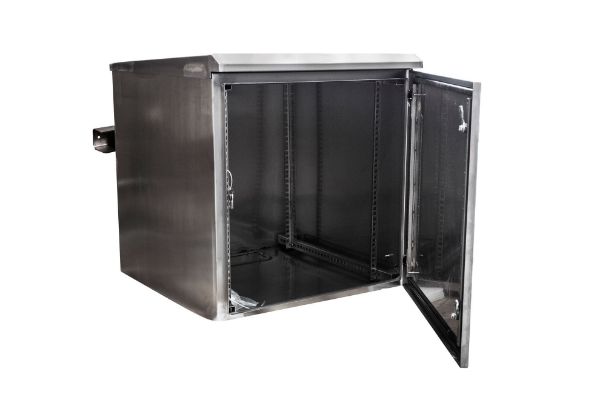 Picture of 9RU Stainless Outdoor Wall Cabinet 611x625x515mm (WxDxH). Stainless Steel Construction