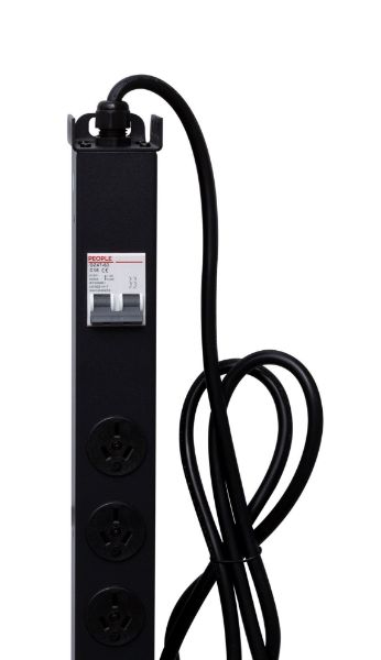 Picture of 20 Outlet Vertical Power Rail (10A) w/ 6kA C-Curve MCB Circuit Breaker on/off switch