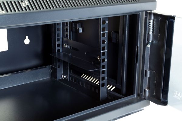 Picture of 4RU UniverSwing Wall Mount Cabinet. Back mount supplied Left & Right Hinges