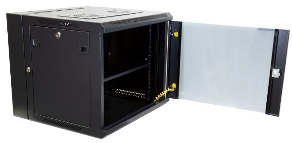 Picture of 9RU UniverSwing Wall Mount Cabinet. Back mount supplied Left & Right Hinges