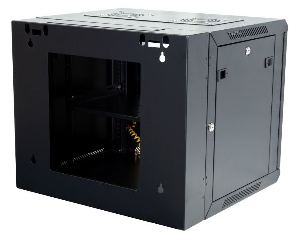 Picture of 9RU UniverSwing Wall Mount Cabinet. Back mount supplied Left & Right Hinges