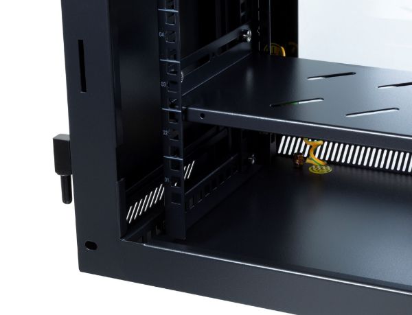 Picture of 9RU UniverSwing Wall Mount Cabinet. Back mount supplied Left & Right Hinges