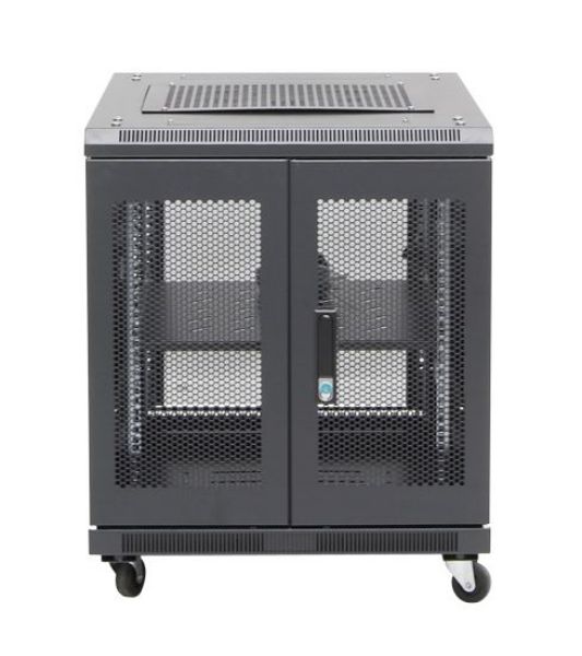 Picture of 12RU Server Cabinet 700mm deep (600x700x743mm). Incl. 1x Fixed Shelf 4x Fans 25x Cage