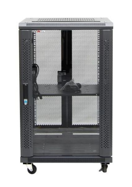 Picture of 18RU Server Cabinet 600mm Deep (600x600x1008mm) Incl. 1x Fixed Shelf 4x Fans 25x Cage