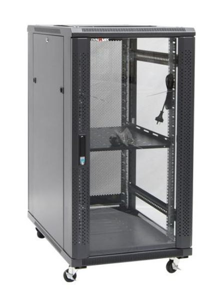 Picture of 22RU Server Cabinet 600mm Deep (600x600x1190mm) Incl. 1x Fixed Shelf 4x Fans 25x Cage