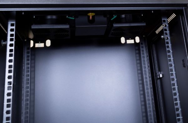 Picture of 18RU Wall Mount Cabinet 450mm Deep (600 x 450 x 910mm) Incl 1x Fixed Shelf 2x Fan