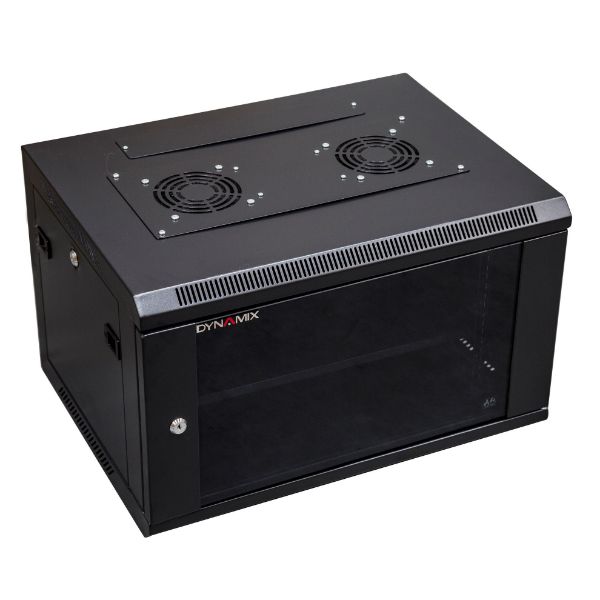 Picture of 6RU Wall Mount Cabinet 450mm Deep (600 x 450 x 368mm) Incl 1x Fixed Shelf 2x Fan