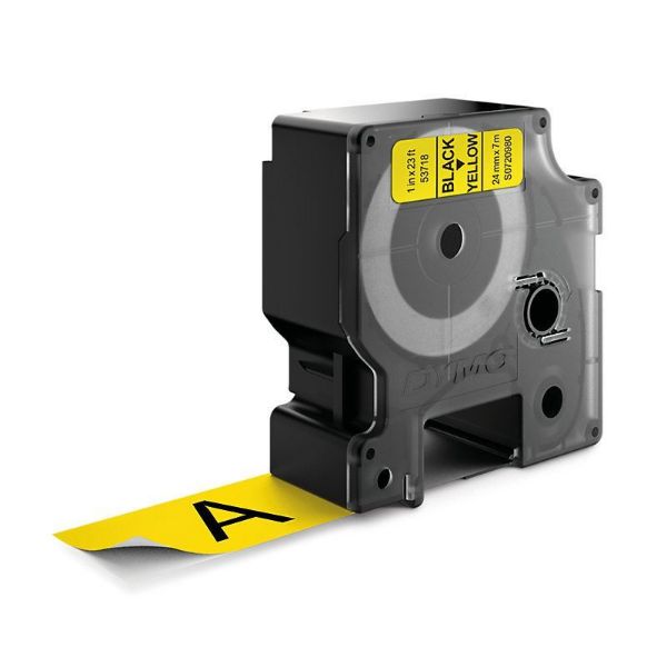 Picture of Genuine D1 Label Cassette Tape 24mm x 7M Black on Yellow Suitable for the Label Manager