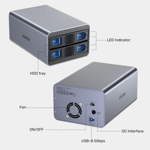 Picture of 2-Bay External Hard Drive Enclosure. both 2.5'' & 3.5'' SATA HDD