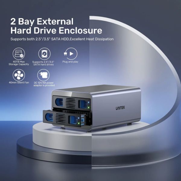 Picture of 2-Bay External Hard Drive Enclosure. both 2.5'' & 3.5'' SATA HDD