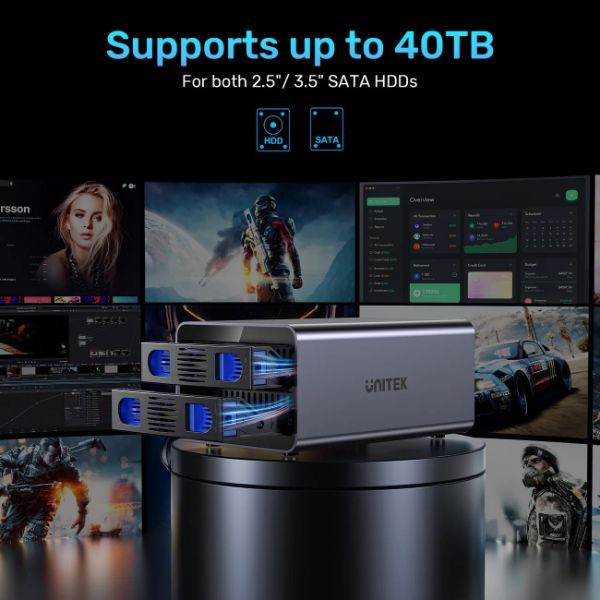 Picture of 2-Bay RAID External HD Enclosure. Supports RAID 1 both 2.5'' & 3.5'' SATA HDD