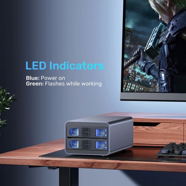 Picture of 2-Bay RAID External HD Enclosure. Supports RAID 1 both 2.5'' & 3.5'' SATA HDD