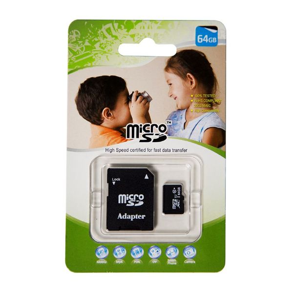 Picture of 64GB Micro SD High-Speed Certified Flash Card w/ Adapter