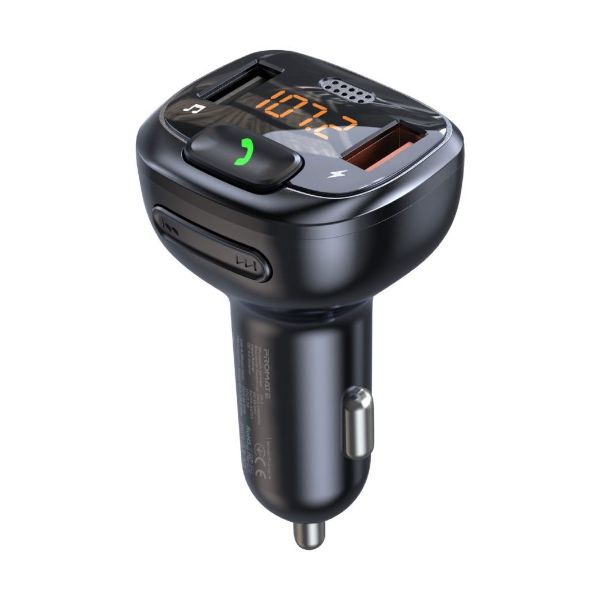 Picture of Wirless In-Car FM Transmitter Handsfree & QC3.0. Bult-in Mic Bluetooth SD