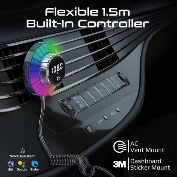 Picture of RGB FM Transmitter w/ Handsfree & 30W PD & QC3.0 Includes 1.5m Extenstion Cord