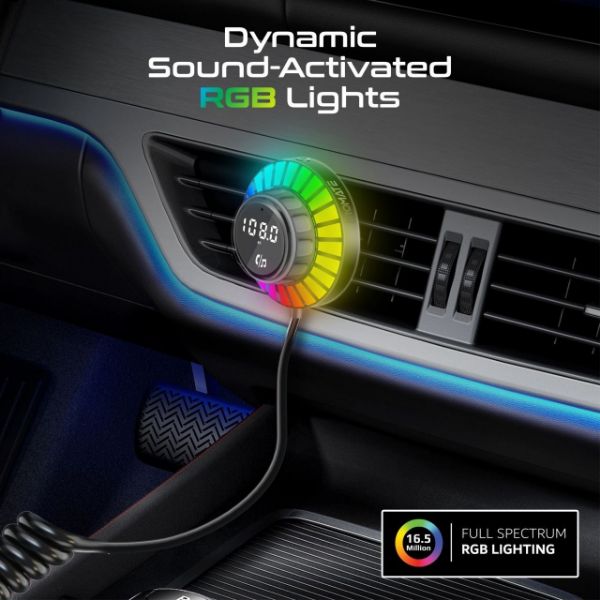 Picture of RGB FM Transmitter w/ Handsfree & 30W PD & QC3.0 Includes 1.5m Extenstion Cord