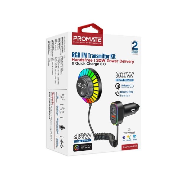 Picture of RGB FM Transmitter w/ Handsfree & 30W PD & QC3.0 Includes 1.5m Extenstion Cord