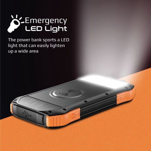 Picture of 10000mAh Rugged EcoLight Solar IP65 Power Bank w/ 10W Wireless Qi Charging