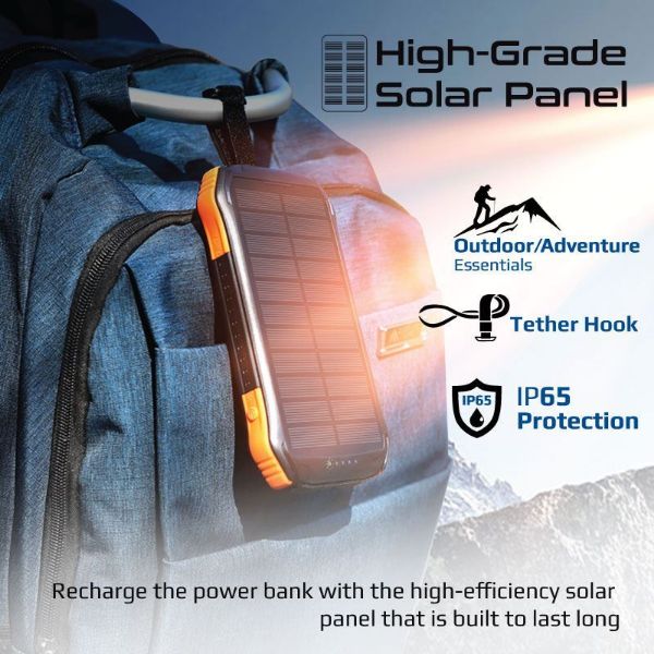 Picture of 10000mAh Rugged EcoLight Solar IP65 Power Bank w/ 10W Wireless Qi Charging