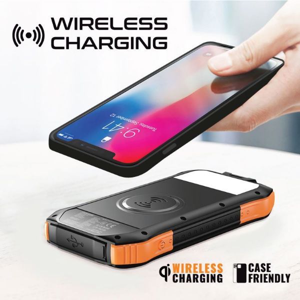 Picture of 10000mAh Rugged EcoLight Solar IP65 Power Bank w/ 10W Wireless Qi Charging