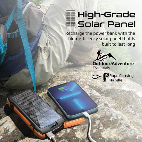 Picture of 20000mAh Rugged EcoLight Solar IP65 Power Bank w/ 10W Wireless Qi Charging