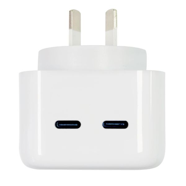 Picture of 35W 5V/3A Dual Port USB-C/C PD Wall Charger/Power Adapter Charge 2x Devices