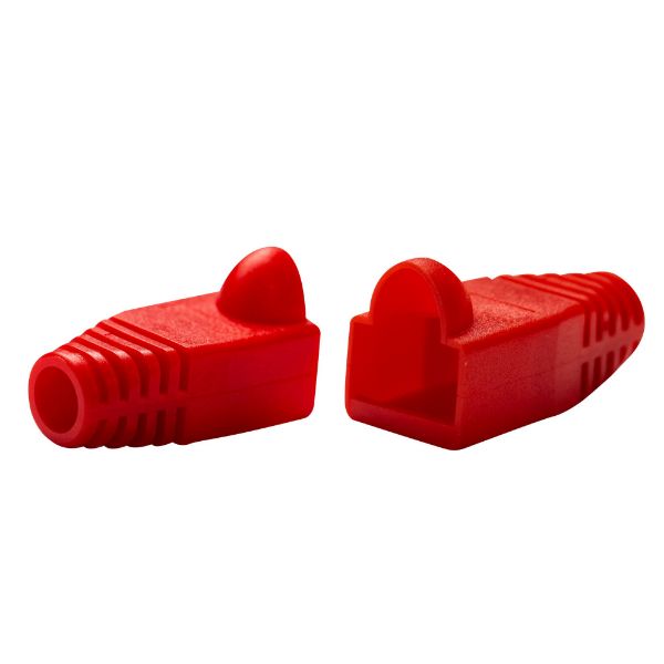 Picture of RED RJ45 Strain Relief Boot (60mm Outside Diameter) 20pk bag.