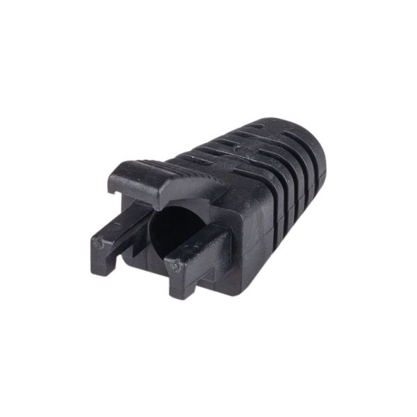 Picture of Black RJ45 Strain Relief Boot Slimline w/ Clip Protector 6.0mm Outside Diameter 20pk