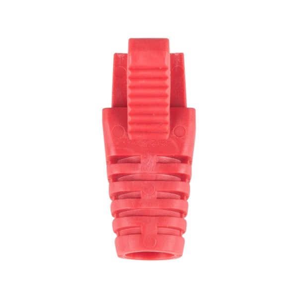 Picture of Red RJ45 Strain Relief Boot Slimline w/ Clip Protector 6.0mm Outside Diameter 20pk