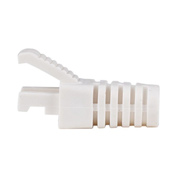 Picture of White RJ45 Strain Relief Boot Slimline w/ Clip Protector 6.0mm Outside Diameter 20pk