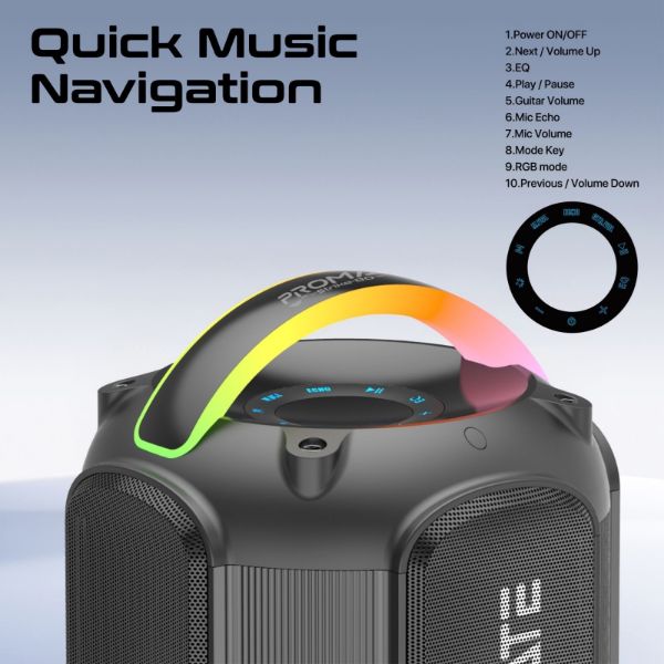 Picture of 80W Portable BT Speaker w/ Dynamic RBG Lights. Up to 6 Hours Playback AUX