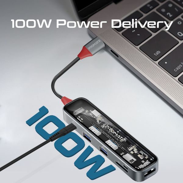 Picture of 7-in-1 USB Multi-Port Hub w/ USB-C Connector w/ 4K HDMI Port Dual USB-A 2.0 Ports 1x