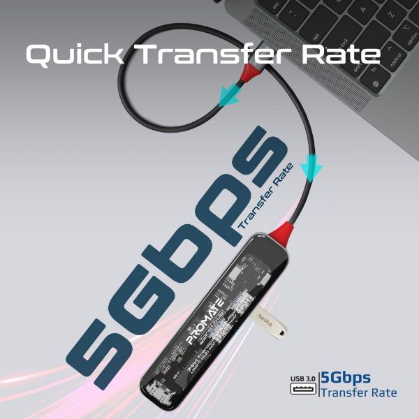 Picture of 7-in-1 USB Multi-Port Hub w/ USB-C Connector w/ 4K HDMI Port Dual USB-A 2.0 Ports 1x