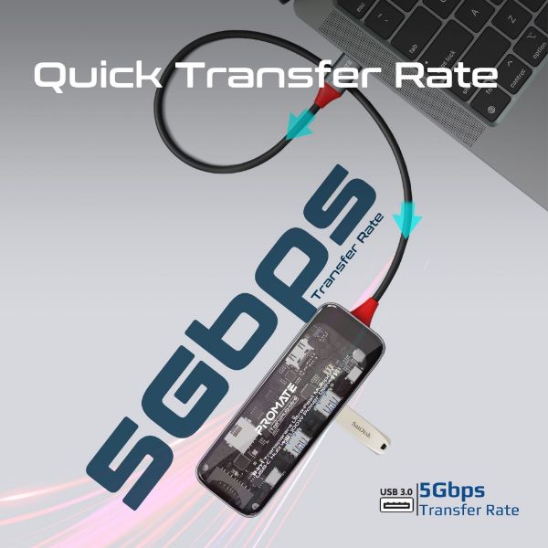 Picture of 8-in-1 USB Multi-Port Hub USB-C Connector. Includes 100W PD 4K HDMI Port RJ45 Port