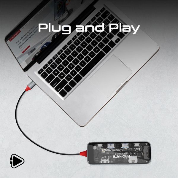 Picture of 8-in-1 USB Multi-Port Hub USB-C Connector. Includes 100W PD 4K HDMI Port RJ45 Port