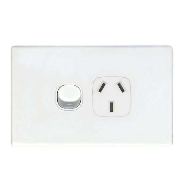 Picture of Single 10A Horizontal Power Point Removable Cover Flame Resistant Polycarbonate White